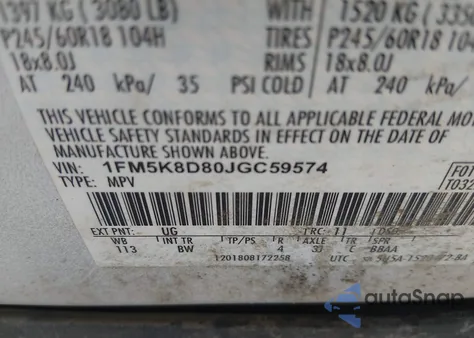 2018 Ford Explorer Xlt from USA, damaged, VIN 1FM5K8D80JGC59574